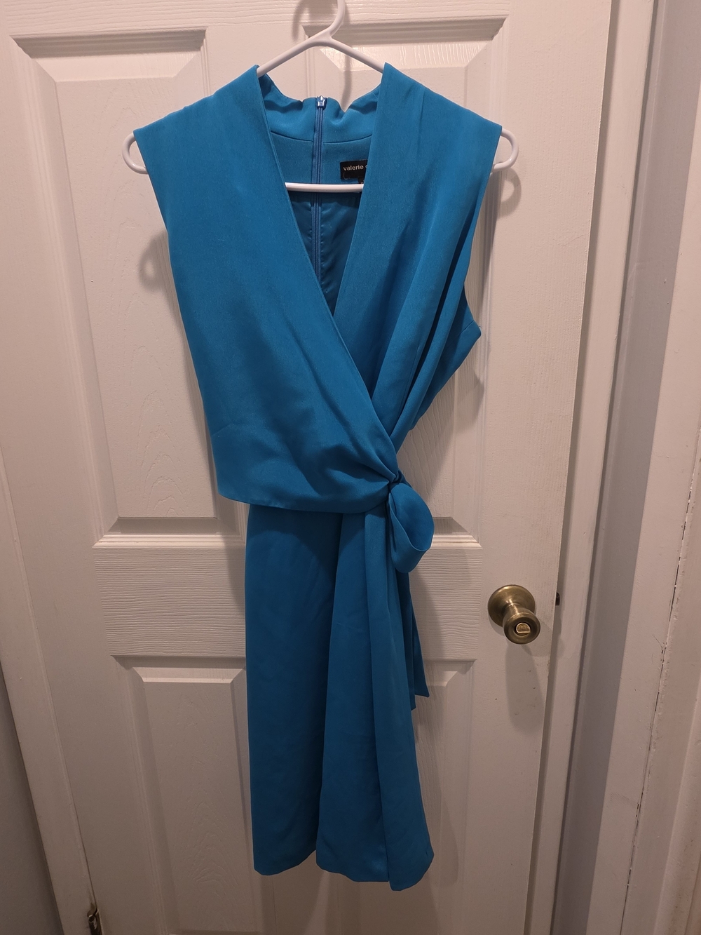 Vintage Valerie Stevens 100% Pure Silk Sleeveless Wrap Dress - Turquoise / Teal